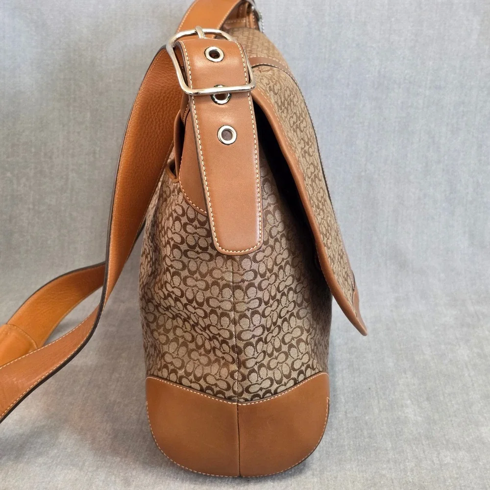 Coach Messenger Bag Womens Large Khaki Ginger Signature Jacquard 05706 Vintage